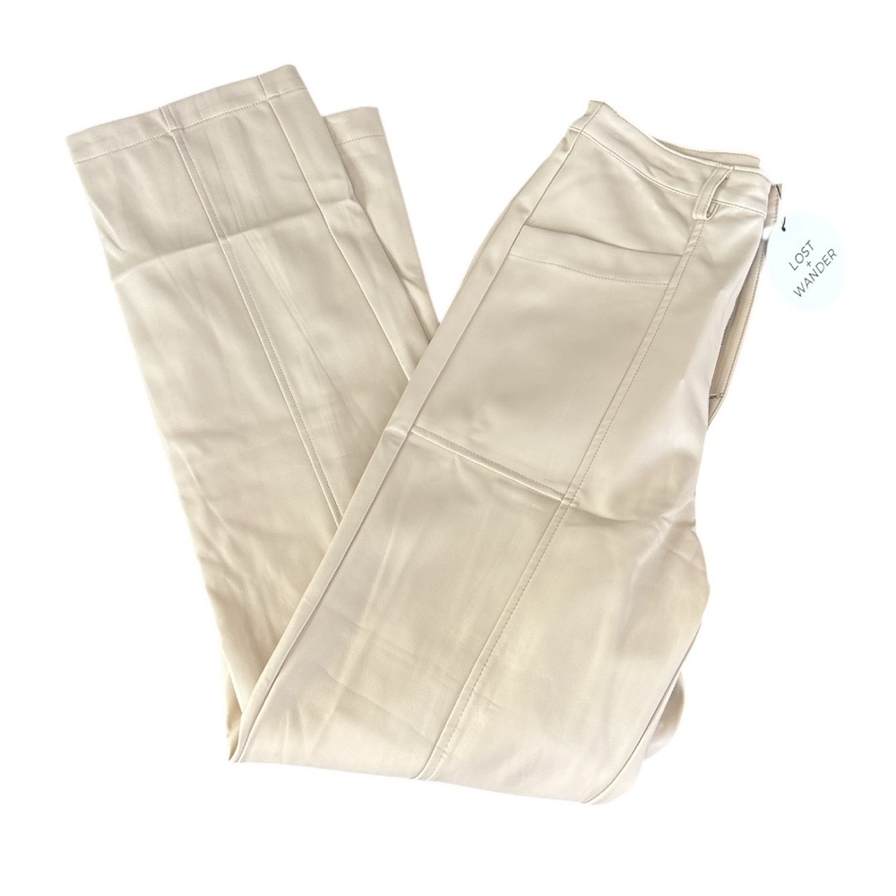 Lost + Wander Brunch Affair Vegan Leather Straight Leg Pants XS NWT - Picture 3 of 4